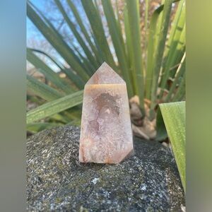 Pink Amethyst Flower Agate Crystal Geode Tower